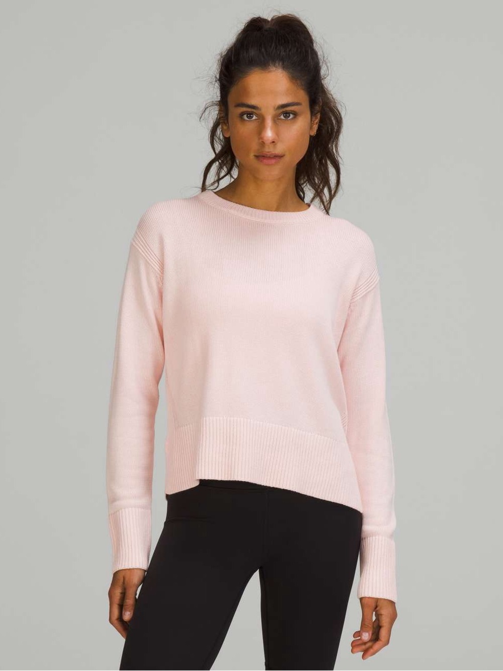 Lululemon Cashlu Boxy Crewneck Sweater in Light Pink